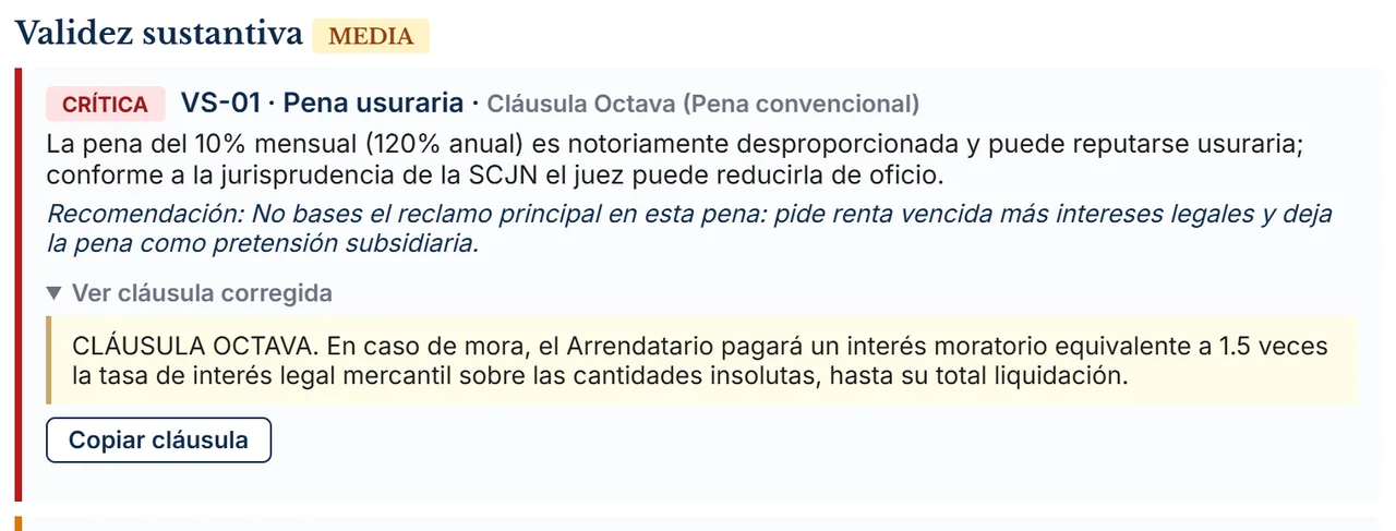 Cláusula corregida, lista para pegar